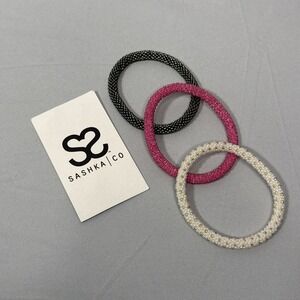 Sashka Co Glass Beaded Roll-On Bracelet Multicolor Iridescent Lot Of 3 NEW